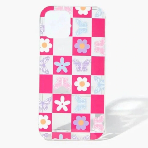 Floral Checkered Mobile Phone Case for iPhone 12 - Picture 1 of 2